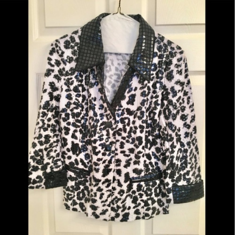 Clara S Zebra print Blazer jacket liquid sequin